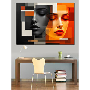 Soyut Kadın Yüzü Dekoratif Kanvas - Mdf Ahşap Tablo 100x140 cm