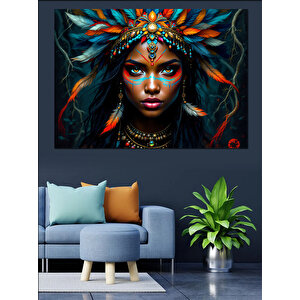 Renkli Saçlı Yüz Portresi Dekoratif Kanvas - Mdf Ahşap Tablo