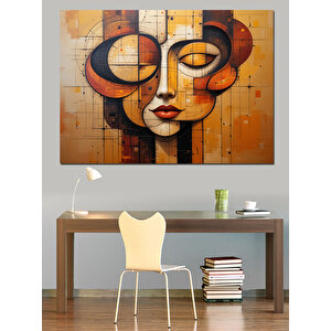 Soyut Renkli Kadın Yüzü Dekoratif Kanvas - Mdf Ahşap Tablo