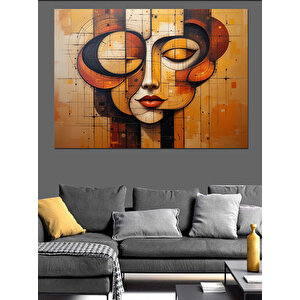 Soyut Renkli Kadın Yüzü Dekoratif Kanvas - Mdf Ahşap Tablo