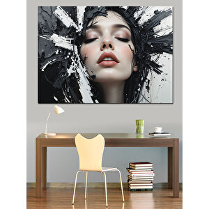 Siyah Beyaz Yüz Portresi Dekoratif Kanvas - Mdf Ahşap Tablo 25x35 cm