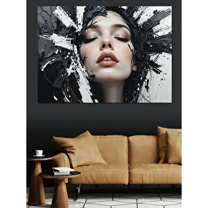 Siyah Beyaz Yüz Portresi Dekoratif Kanvas - Mdf Ahşap Tablo