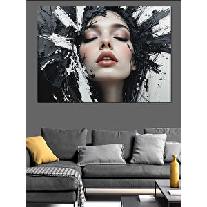 Siyah Beyaz Yüz Portresi Dekoratif Kanvas - Mdf Ahşap Tablo