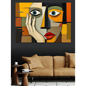 Soyut Yüzlü Kadın Tablosu Dekoratif Kanvas - Mdf Ahşap Tablo