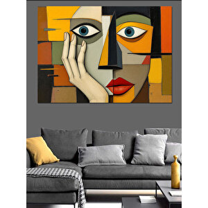 Soyut Yüzlü Kadın Tablosu Dekoratif Kanvas - Mdf Ahşap Tablo