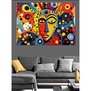 Soyut Maskeli Yüzler Dekoratif Kanvas - Mdf Ahşap Tablo 70x100 cm