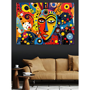 Soyut Maskeli Yüzler Dekoratif Kanvas - Mdf Ahşap Tablo 70x100 cm