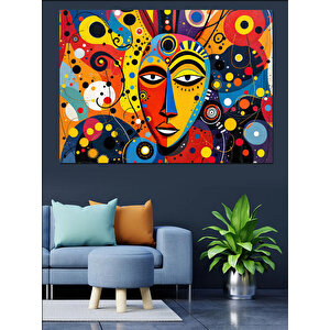 Soyut Maskeli Yüzler Dekoratif Kanvas - Mdf Ahşap Tablo 70x100 cm