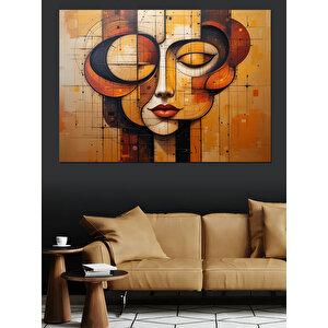 Soyut Renkli Kadın Yüzü Dekoratif Kanvas - Mdf Ahşap Tablo 70x100 cm