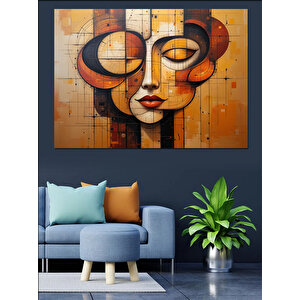 Soyut Renkli Kadın Yüzü Dekoratif Kanvas - Mdf Ahşap Tablo 70x100 cm