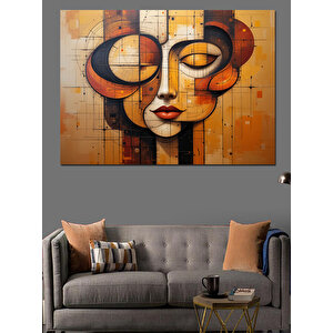 Soyut Renkli Kadın Yüzü Dekoratif Kanvas - Mdf Ahşap Tablo 70x100 cm