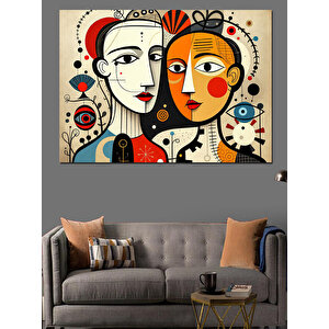 Soyut Yüzler Ve Sanat Dekoratif Kanvas - Mdf Ahşap Tablo 70x100 cm
