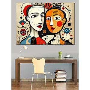 Soyut Yüzler Ve Sanat Dekoratif Kanvas - Mdf Ahşap Tablo 70x100 cm