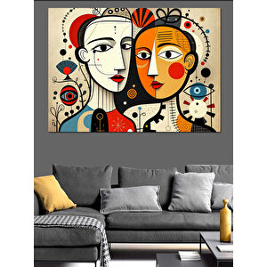 Soyut Yüzler Ve Sanat Dekoratif Kanvas - Mdf Ahşap Tablo 70x100 cm