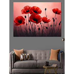 Kırmızı Gelincik Tarlasında Esinti Dekoratif Kanvas - Mdf Ahşap Tablo