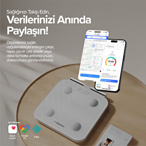 Bester Bs7230 8 Elektrotlu Akıllı Tartı – Kompakt Tasarım, Led Ekran, 56 Vücut Ölçümü, Bluetooth 5.0