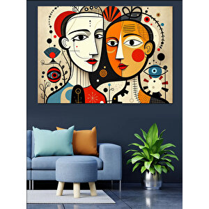 Soyut Yüzler Ve Sanat Dekoratif Kanvas - Mdf Ahşap Tablo