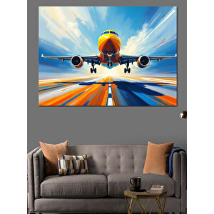 Pistte Hazır Uçak Dekoratif Kanvas - Mdf Ahşap Tablo