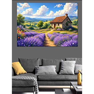 Lavanta Çiftliği Dekoratif Kanvas - Mdf Ahşap Tablo