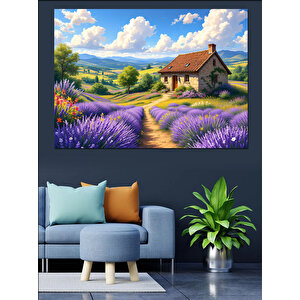 Lavanta Çiftliği Dekoratif Kanvas - Mdf Ahşap Tablo 100x140 cm