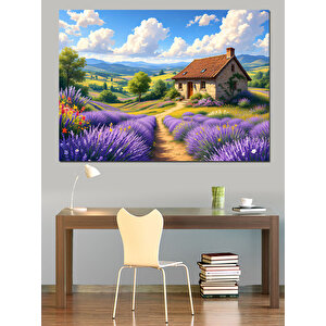 Lavanta Çiftliği Dekoratif Kanvas - Mdf Ahşap Tablo 100x140 cm