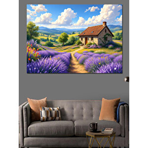 Lavanta Çiftliği Dekoratif Kanvas - Mdf Ahşap Tablo 70x100 cm
