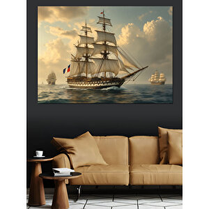 Rüzgarlı Yelkenli Gemi Dekoratif Kanvas - Mdf Ahşap Tablo 70x100 cm