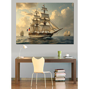 Rüzgarlı Yelkenli Gemi Dekoratif Kanvas - Mdf Ahşap Tablo 100x140 cm