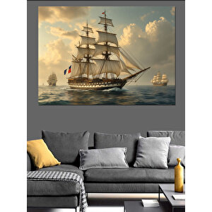 Rüzgarlı Yelkenli Gemi Dekoratif Kanvas - Mdf Ahşap Tablo 100x140 cm