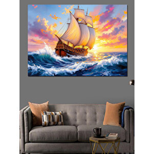 Fırtınada Yelken Açan Gemi Dekoratif Kanvas - Mdf Ahşap Tablo 50x70 cm