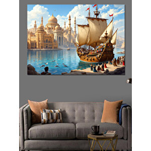 Tarihî Yelkenli Gemi Dekoratif Kanvas - Mdf Ahşap Tablo