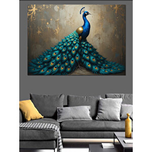 Görkemli Tavuskuşu Kuyruğu Dekoratif Kanvas - Mdf Ahşap Tablo 70x100 cm