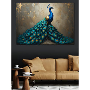 Görkemli Tavuskuşu Kuyruğu Dekoratif Kanvas - Mdf Ahşap Tablo 70x100 cm