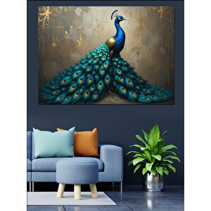 Görkemli Tavuskuşu Kuyruğu Dekoratif Kanvas - Mdf Ahşap Tablo 70x100 cm