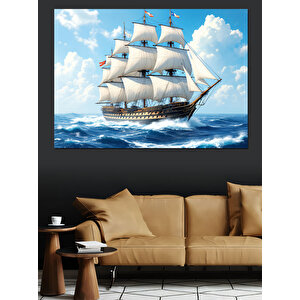 Yelkenli Gemi Dekoratif Kanvas - Mdf Ahşap Tablo 70x100 cm