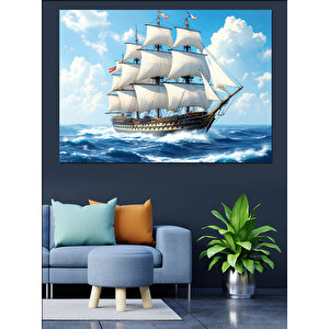 Yelkenli Gemi Dekoratif Kanvas - Mdf Ahşap Tablo 70x100 cm
