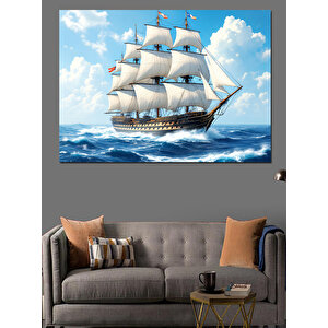 Yelkenli Gemi Dekoratif Kanvas - Mdf Ahşap Tablo