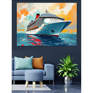 Okyanusta Lüks Yolcu Gemisi Dekoratif Kanvas - Mdf Ahşap Tablo 70x100 cm