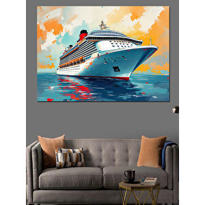 Okyanusta Lüks Yolcu Gemisi Dekoratif Kanvas - Mdf Ahşap Tablo