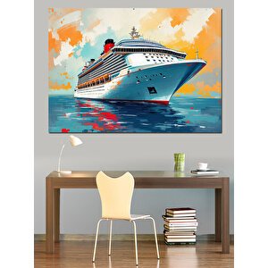 Okyanusta Lüks Yolcu Gemisi Dekoratif Kanvas - Mdf Ahşap Tablo
