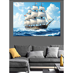 Yelkenli Gemi Dekoratif Kanvas - Mdf Ahşap Tablo 50x70 cm