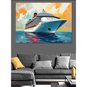 Okyanusta Lüks Yolcu Gemisi Dekoratif Kanvas - Mdf Ahşap Tablo 100x140 cm