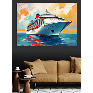 Okyanusta Lüks Yolcu Gemisi Dekoratif Kanvas - Mdf Ahşap Tablo 100x140 cm