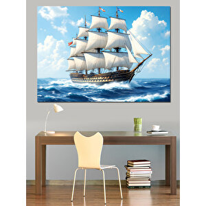 Yelkenli Gemi Dekoratif Kanvas - Mdf Ahşap Tablo