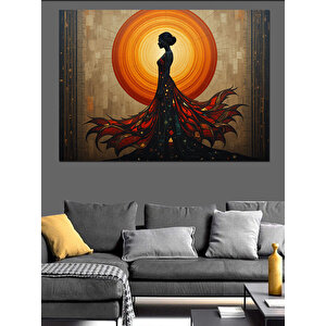 Turuncu Güneş Etek Silueti Dekoratif Kanvas - Mdf Ahşap Tablo 50x70 cm