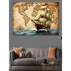 Yelken Açan Gemi Dekoratif Kanvas - Mdf Ahşap Tablo 50x70 cm