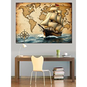 Yelken Açan Gemi Dekoratif Kanvas - Mdf Ahşap Tablo 50x70 cm