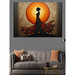 Turuncu Güneş Etek Silueti Dekoratif Kanvas - Mdf Ahşap Tablo 35x50 cm