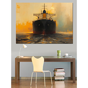 Sisli Deniz Üzerinde Gemi Dekoratif Kanvas - Mdf Ahşap Tablo 35x50 cm