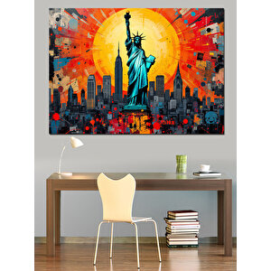 Özgürlük Heykeli Güneşi Dekoratif Kanvas - Mdf Ahşap Tablo 100x140 cm